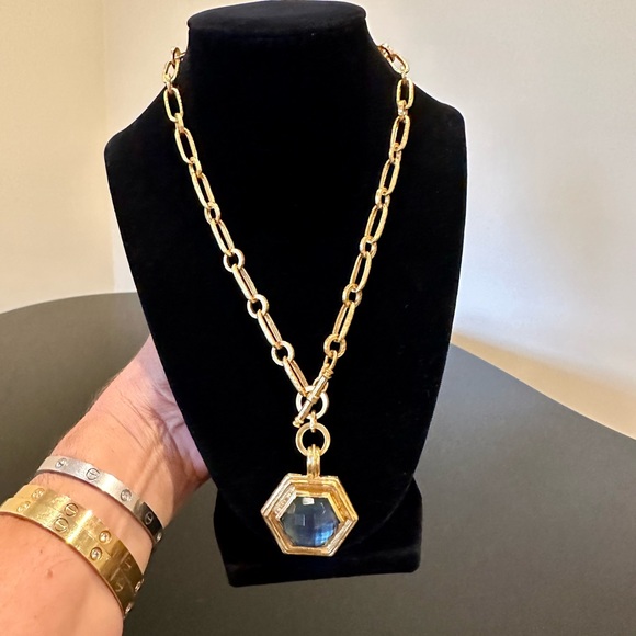 NWT Authentic Rare Luxury Julie Vos Iridescent Charcoal Blue Statement Necklace - Picture 11 of 17